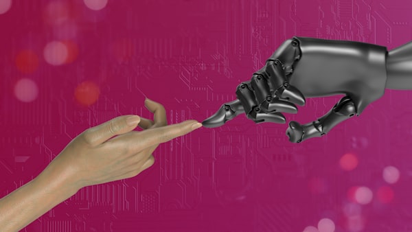 Abstract AI automation concept with glowing digital connection nodes