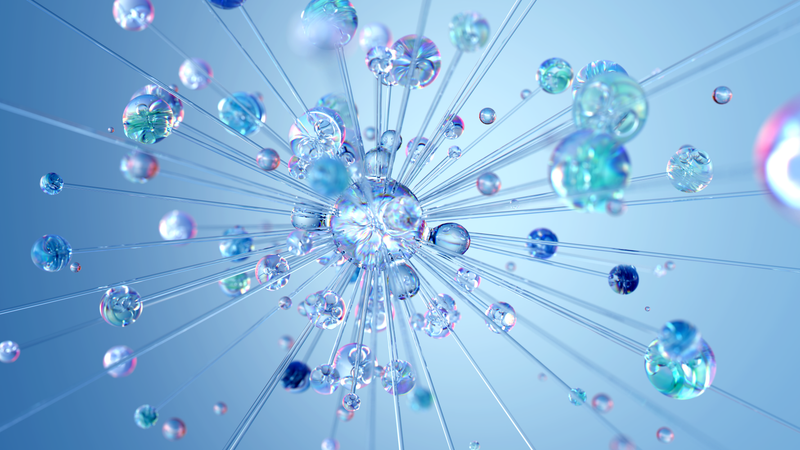 Abstract 3D visualization of neural networks representing AI technology